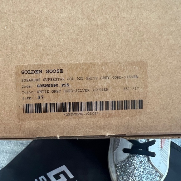 Golden Goose Superstar white grey card-silver glitter, 37 orig box & bag RARE - Picture 6 of 9